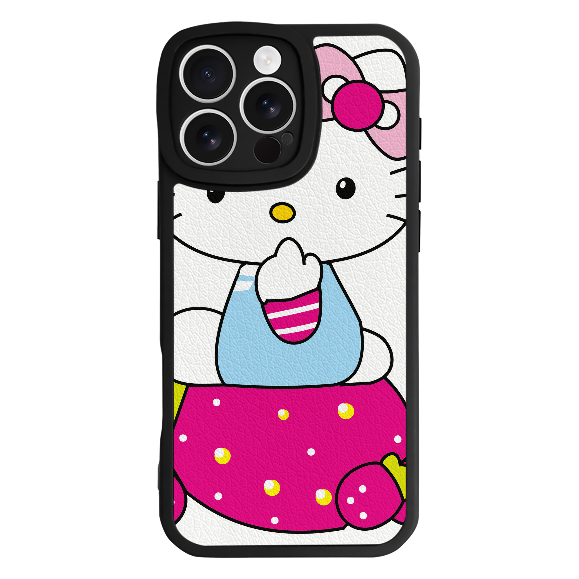 （画像用） Hello Kitty ハローキティ 【iPhone 16シリーズ対応】シリコンスマホケース（レザー調） 材質：シリコン